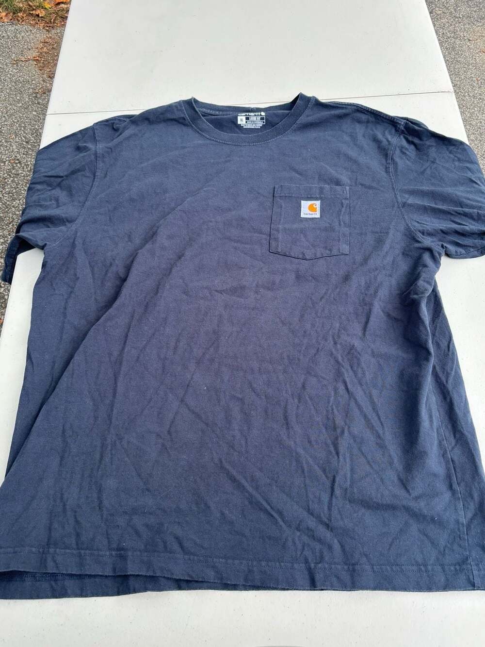 Carhartt Pocket T-Shirt Size XL Navy Blue Loose Fit Short Sleeve Cotton
